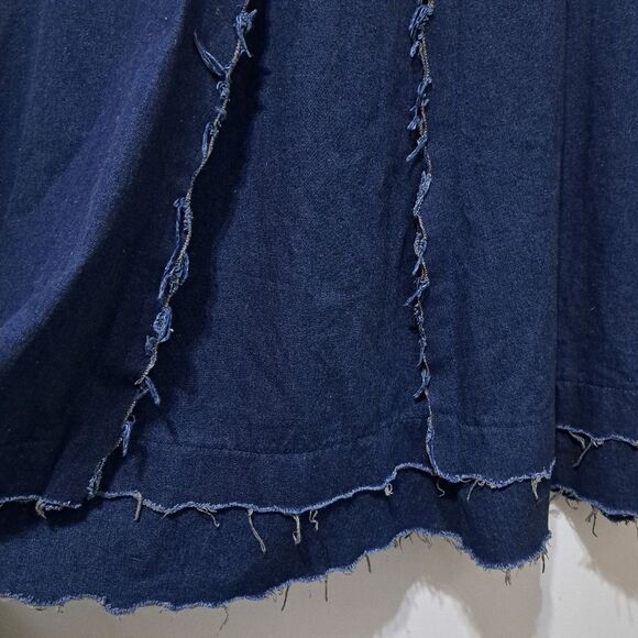 Vintage Liz E Parker Old West Praire Boho Denim Frayed Maxi Skirt Texas Sz 12 - Picture 9 of 15